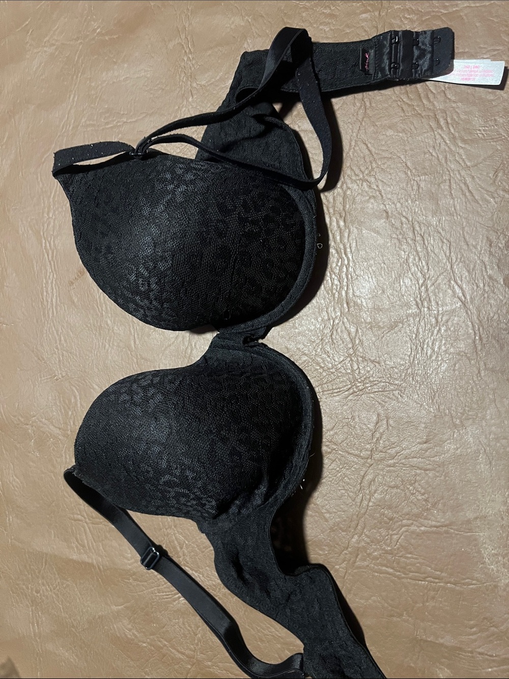 PINK Victoria's Secret Black Lace Push-Up Bra